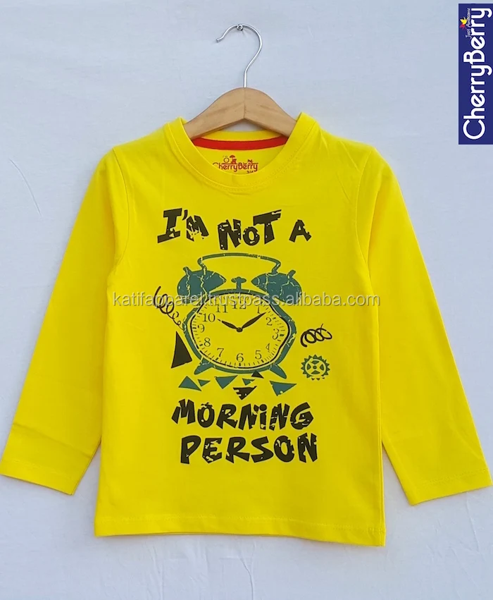 100% Cotton Casual Kid Summer Shirt Long Sleeve O-Neck Design Plain Fabric Blank Style Kid Clothing
