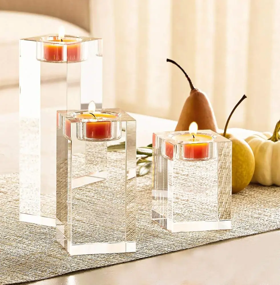
Amazing Home Large Name and Date Printing Crystal Candle Holder for Wedding and Anniversary 