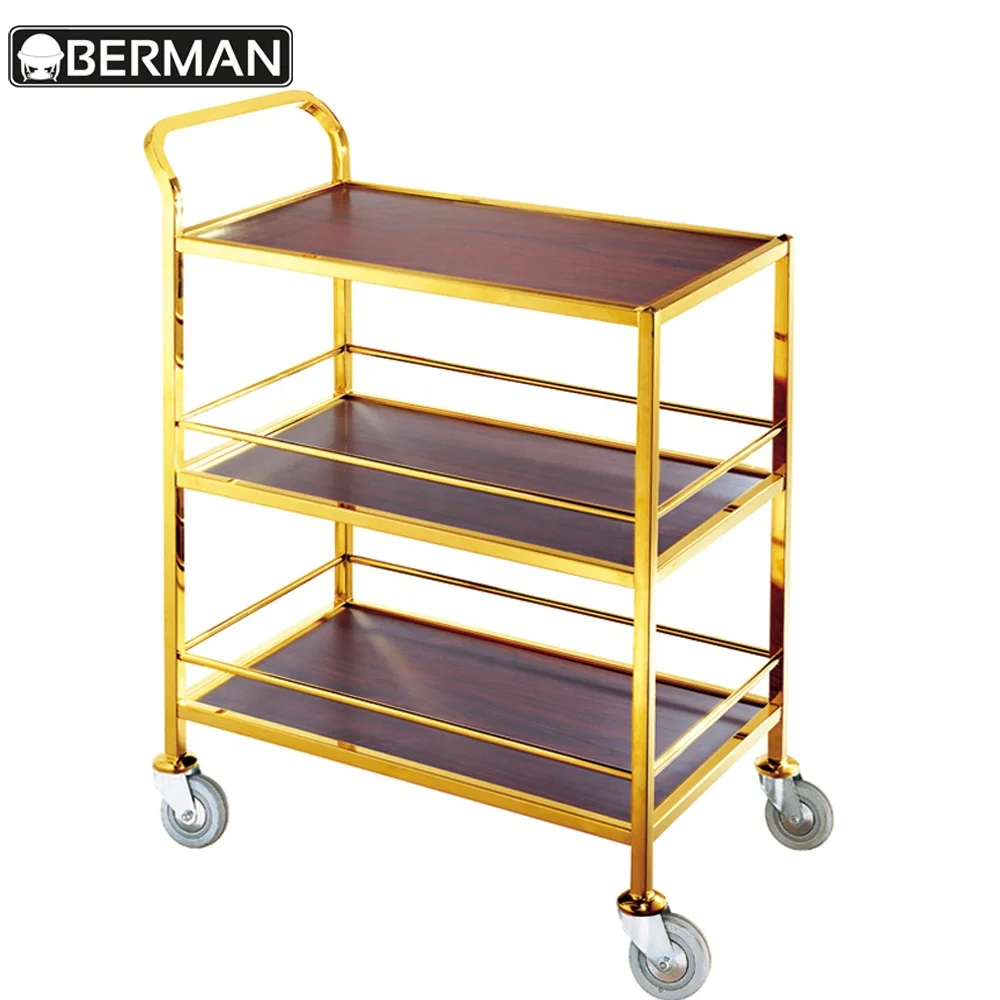 Hotel stainless steel 18/10 food service trolley/dining service cart/kitchen restaurant equipment