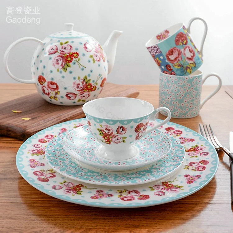 Chinese Coffee set Ceramic porcelain tea Set with flower design coffee tea sets japanese tea cup teapot