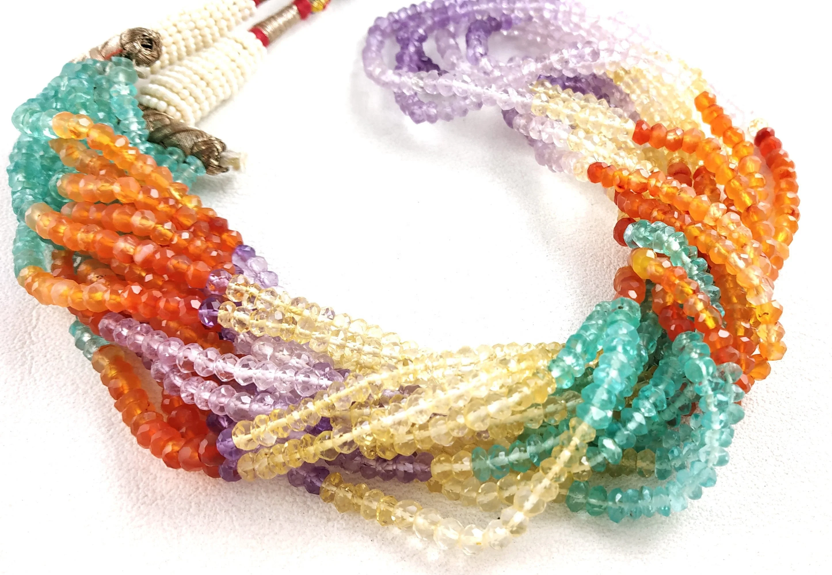 Top Quality Fashion Jewelry Natural Micro Rondelle Faceted Beads Multi Gemstone Necklace Women America Gift