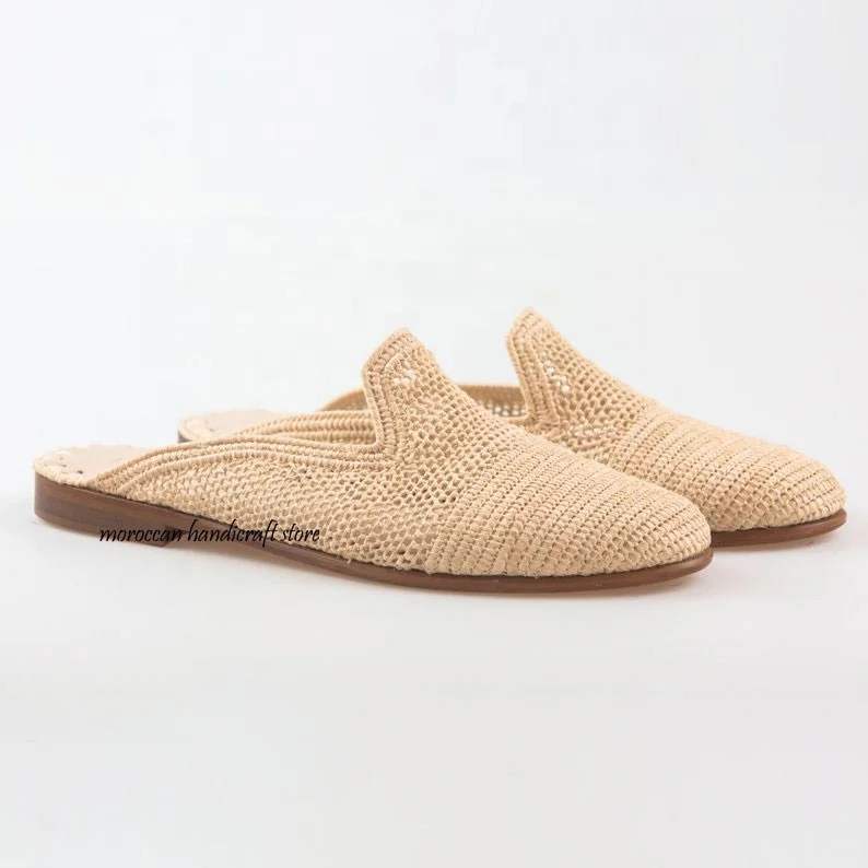 handmade raffia slippers, FASHION Raffia shoes slippers 2019