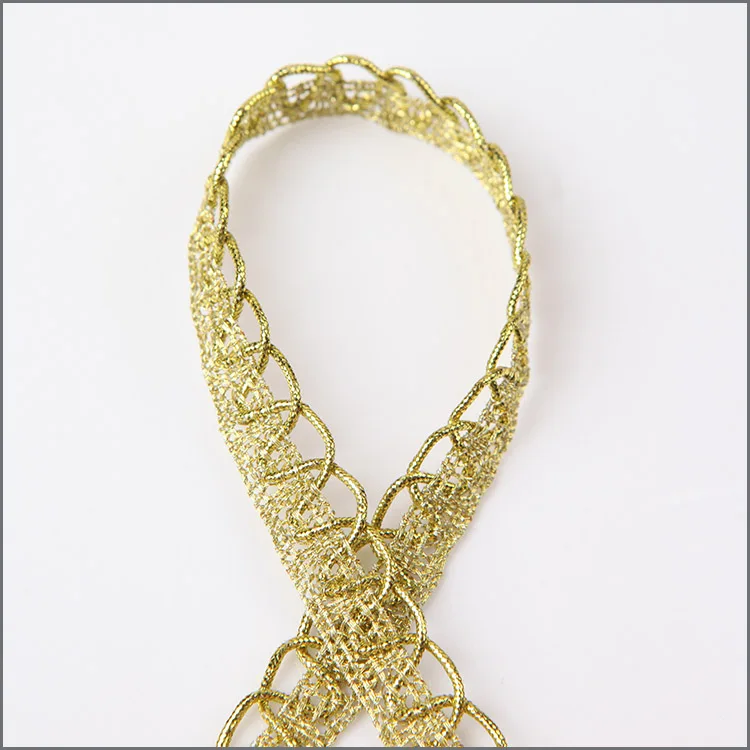 Gold Bobbin Lace Zigzag Crochet Lace For Club Dresses