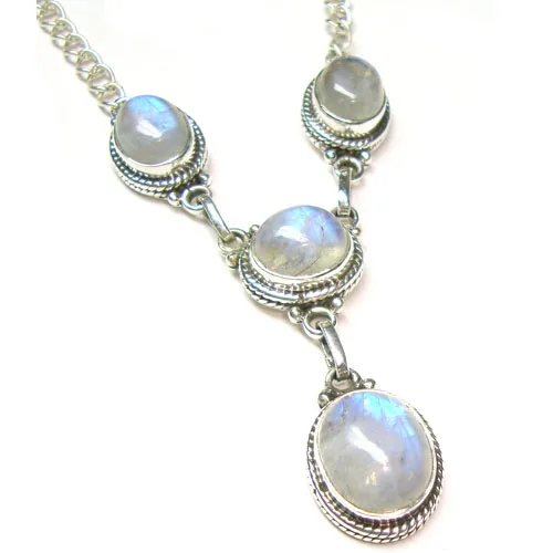 Rainbow Moonstone Silver Necklace Wholesale 925 Silver Jewelry