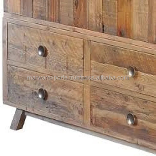 Antique Reclaimed furniture Industrial & vintage Home furniture iron wooden 2 door 3 drawer Living room Storage Cabinet