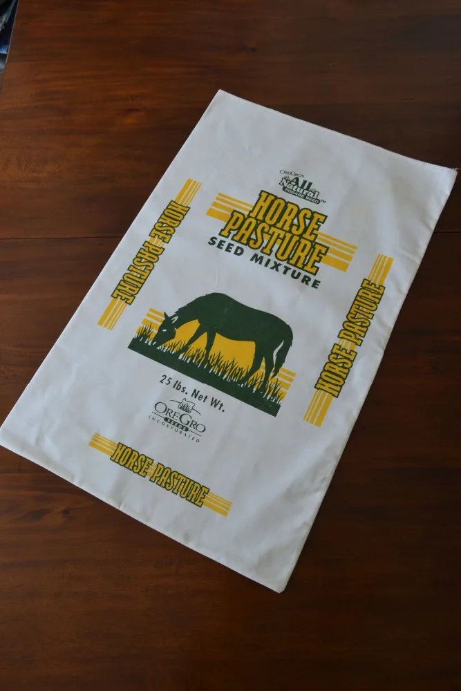 
Grass Seed Packaging Bag made with 100% Cotton. Printed 