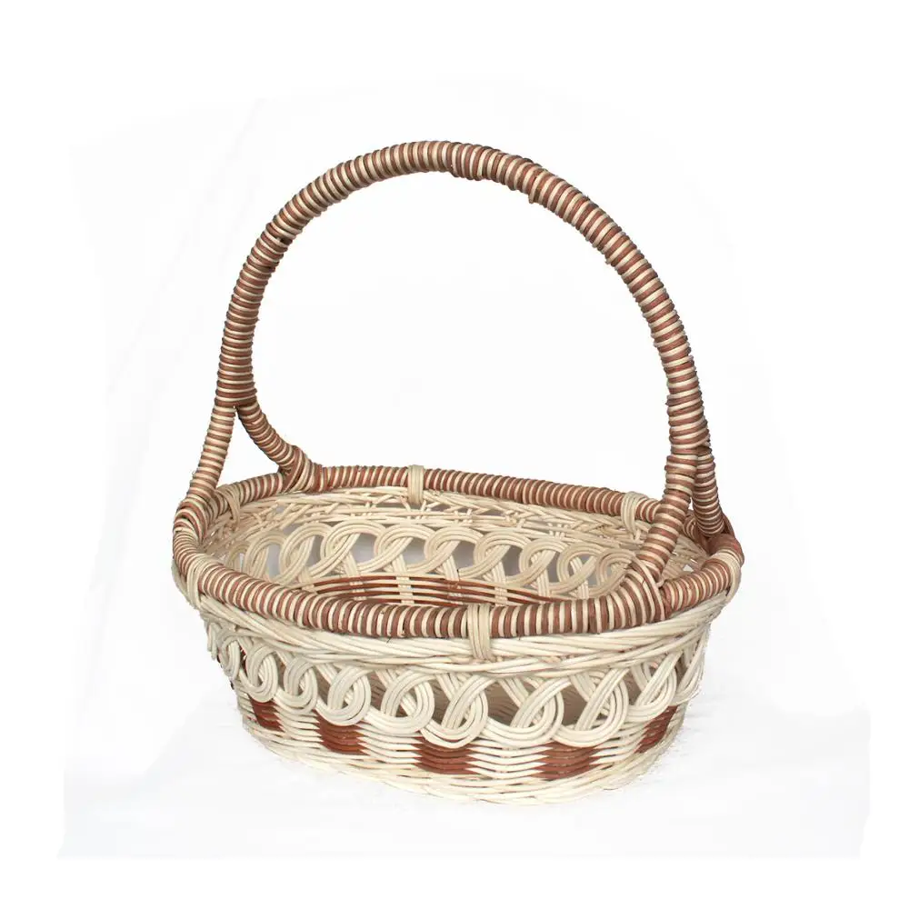 Rattan wicker storage basket and fruit storage basket with handle