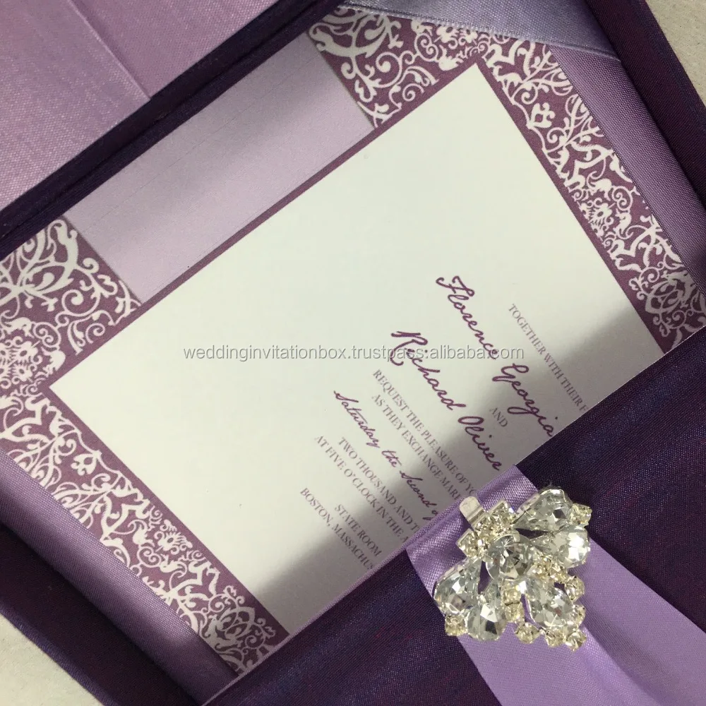 Brooch Silk Cards Wedding Invitation Boxes
