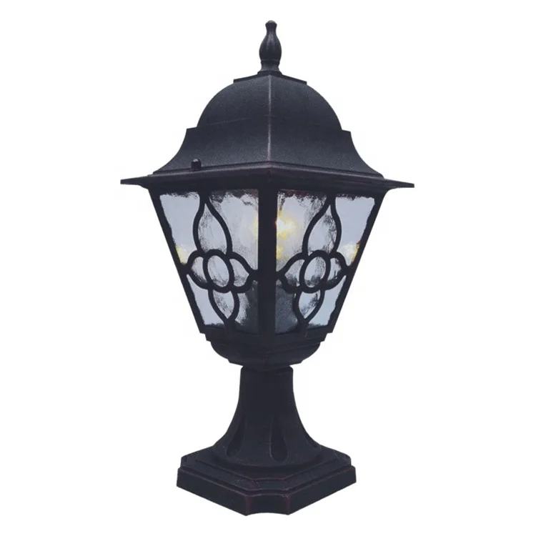 
pillar light outdoor brick lantern lights aluminum glass garden main gate fence post lighting 