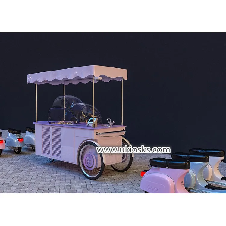 
Creative cotton candy cart & fried ice cream portable trolley mobile cart design, retail sweet food kiosk/ booth stand for sale 