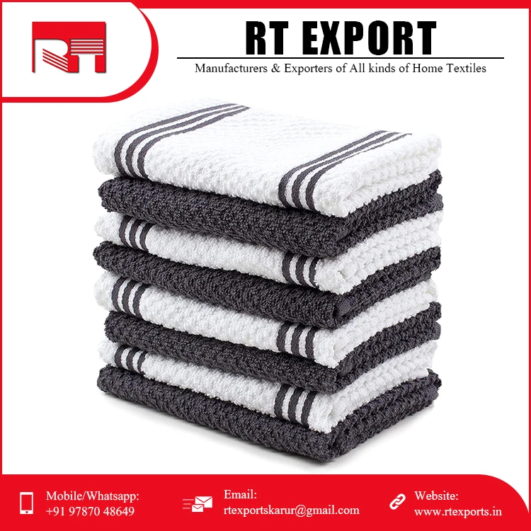 Indian Exporter Custom Packaging 100% Pure Cotton Embroidered Kitchen Dish Towel with Logo