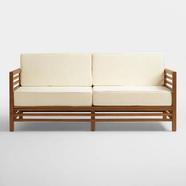 Modern Leisure Style Daybed Outdoor Wooden Cushion Chair Garden Sofa for Hotel Patio Villa Beach Living Room Park Courtyard