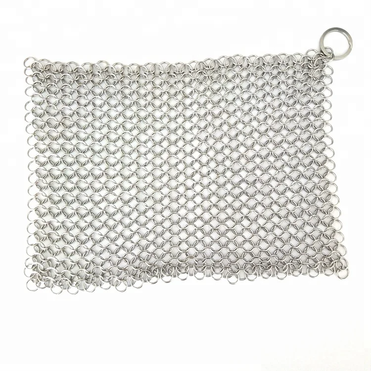 Hot sale kitchen stainless steel chain mail mesh scrubber
