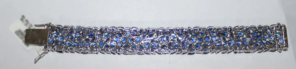 18k white gold diamond blue sapphire gemstone bracelet