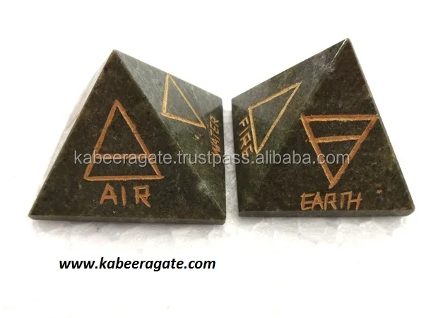 Wholesale Gemstone Pyramid : Grass Jasper 4 Element Pyramid
