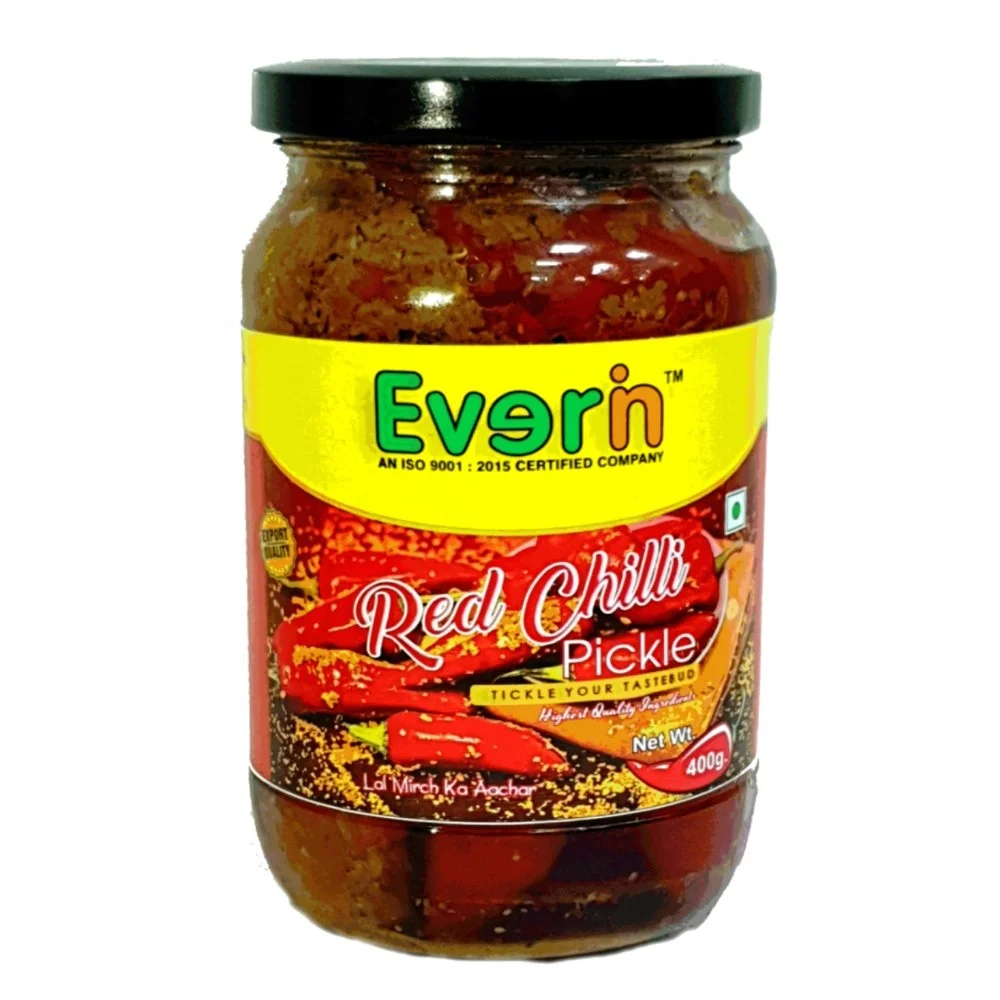
RED CHILLI PICKLE 400g in Glass Jar 