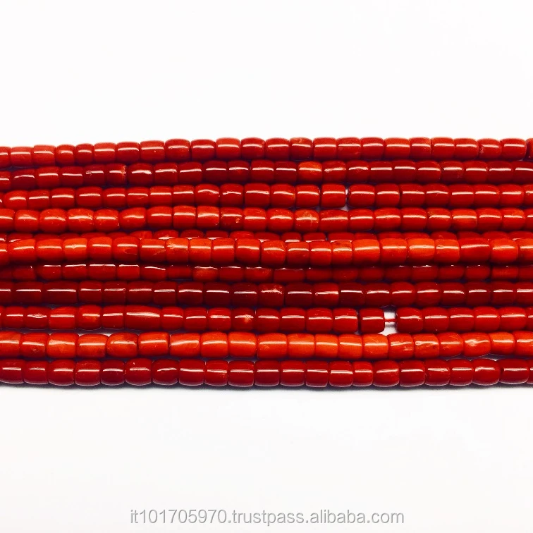 
AA Quality Natural Red Italian Coral Drum Beads 