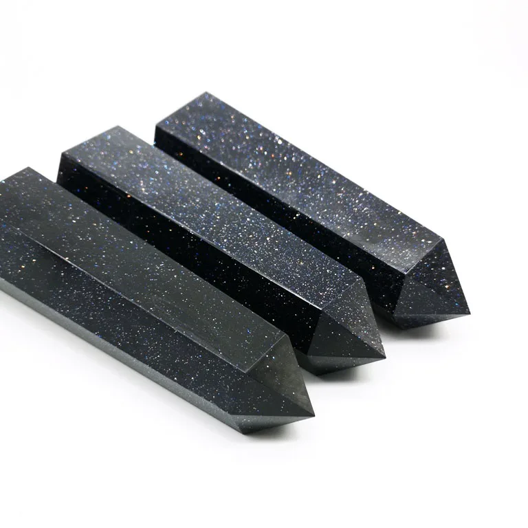 Wholesale Beautiful Golden Blue Sandstone Quartz Stone Crystal Wands Healing