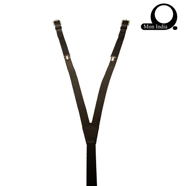 New Black Men Ravishing Genuine Leather Perry Suspenders Y-shaped Fully Elastic Non Metal with 2 Inch Width