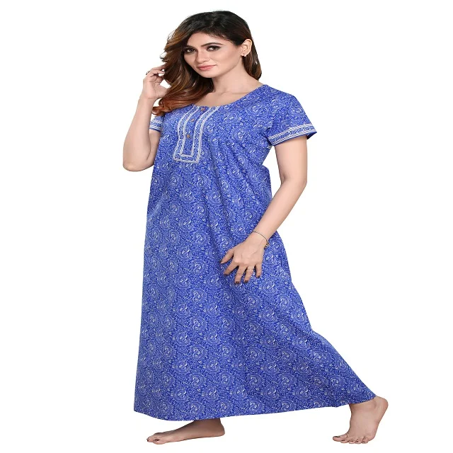 
Cotton Fashion Indian Printed Night Gown / Nighties for Ladies 