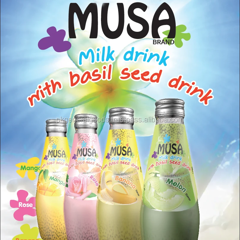 
Milk Drink with Basil Seed MUSA brand glass bottle 290ml 