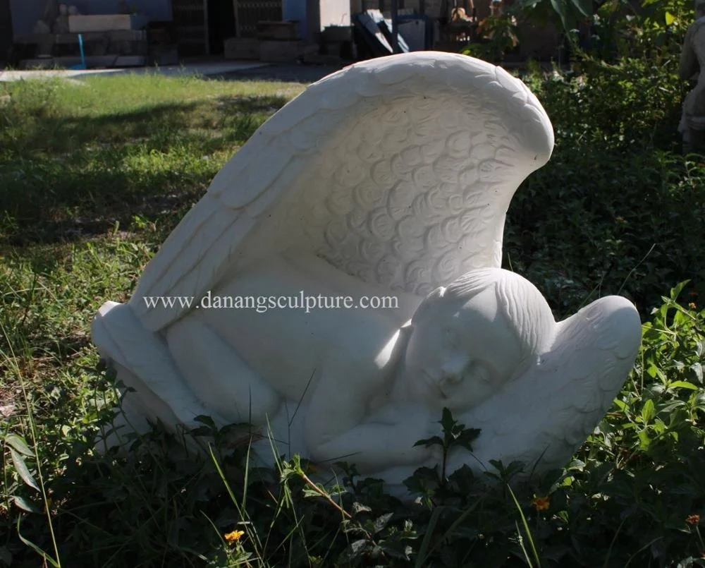 Hand Carved Baby Angel White Marble Statue Custom Size Figure Statue Indoor Outdoor Garden Cemetery Versatile Design Home Office