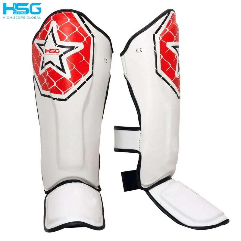 Genuine Leather Boxing Sport Shin Pads Custom Muay Thai Shin Instep Pads MMA Leg Foot Guards