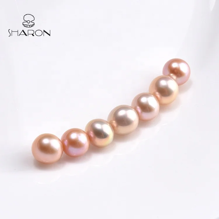 
Wholesale 7-8mm Natural Cultured Freshwater Round Pink Loose Pearl No Drilled 