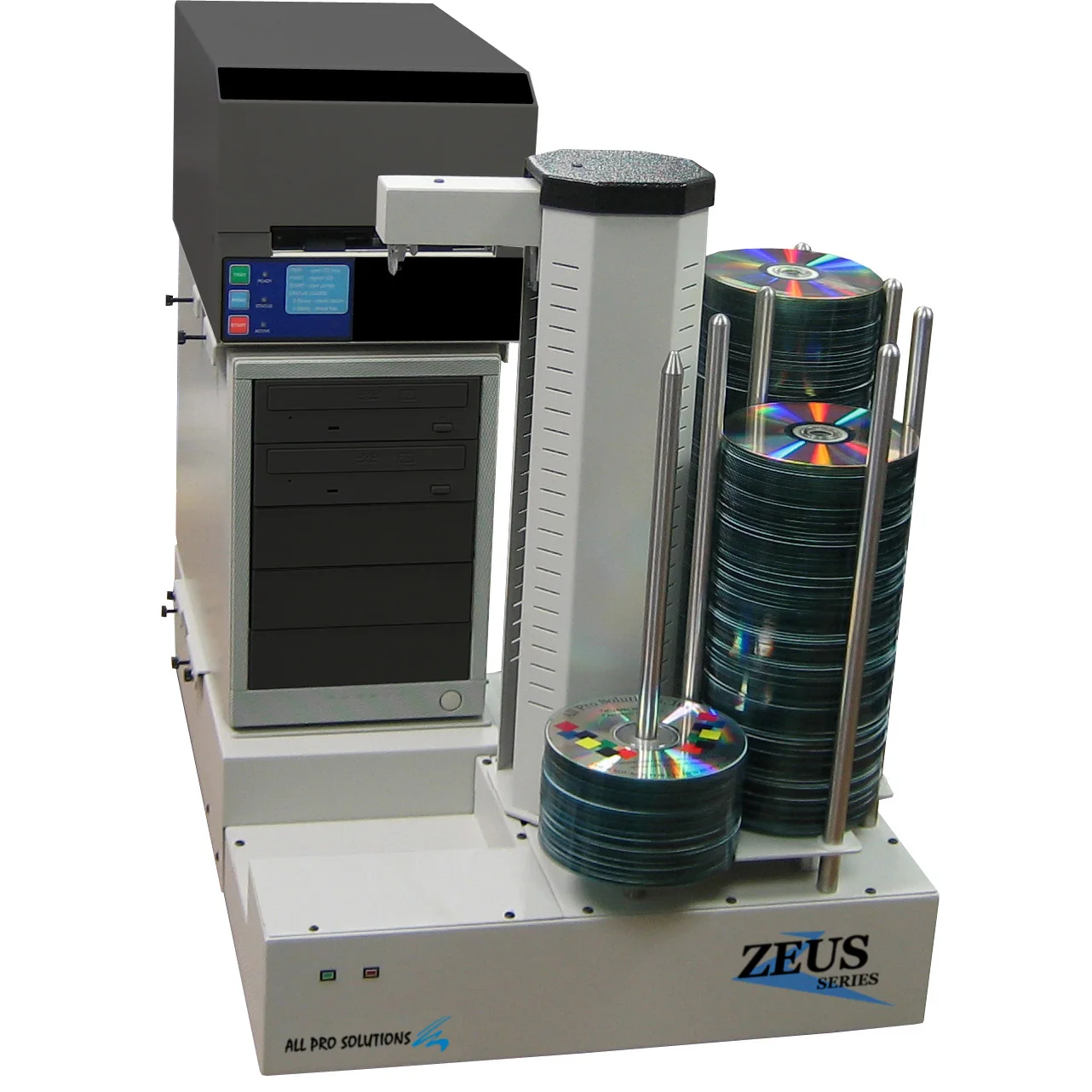 Zeus 2P BD CD DVD Blu-Ray Publisher Duplicator Automated 2-drive w/ Built-In PC, Thermal Printer & 630 Disc Capacity