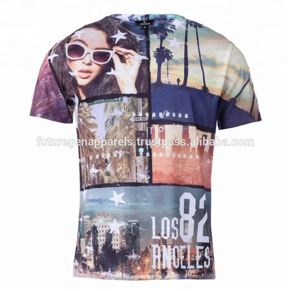 High Quality Ring spun Combed Cotton Bio washed Pre shrunk Customized design Digital Printed t-shirt Custom Turtle Neck