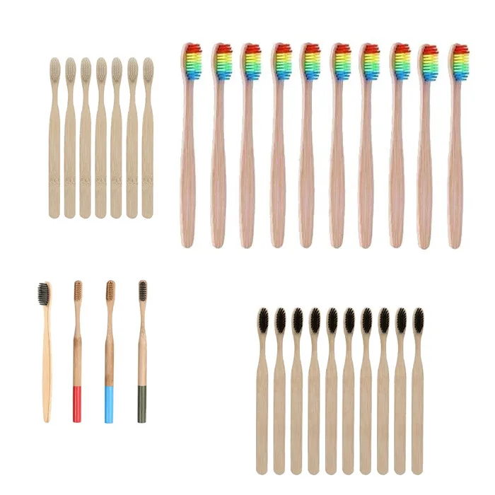 Biodegradable Eco-Friendly Natural Soft Bamboo Charcoal Toothbrush Tongue Scraper Cleaner Brushes