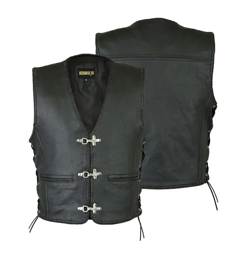 Latest Design Biker Leather Vest Motorcycle Textile Trucker Vest Pakistan GENUINE Leather OUTER Wear Breathable Anti-shrink