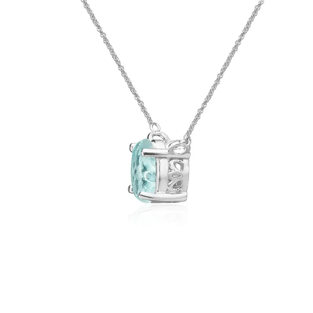 
925 Sterling Silver Sky Blue Topaz 7x5mm Oval Cut Solitaire Short Choker 13 inch Plus 3 Extender Necklace. 