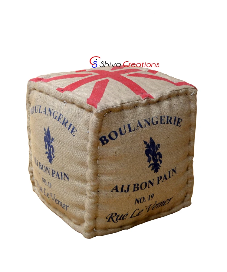 Grain Sack Ottoman pouf