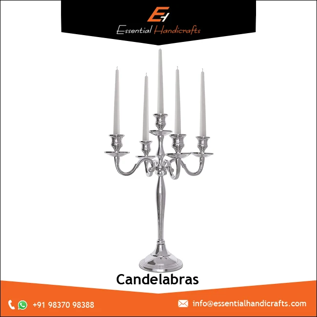 Wholesale Handmade 5 Arm Silver Candelabras  Judaica Menorah Candle Holder Metal Candlestick Holder For Home Decor Wedding