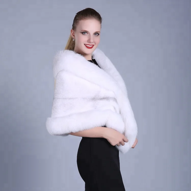 Высокое качество меха пальто накидка из меха норки шаль с лисой меховым воротником