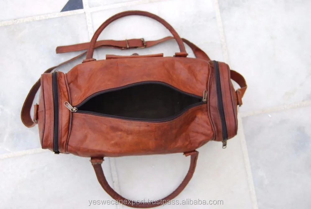 Hot Selling Brown Leather Holdall Gym Luggage Bags For Travel Gym Overnight Weekend At Best Price