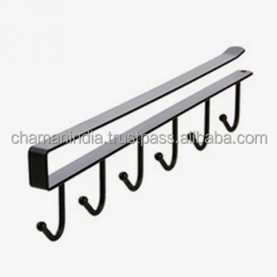 Wrought Iron 6 Hooks Under Shelf Mug Holder Cup Hanging Rack