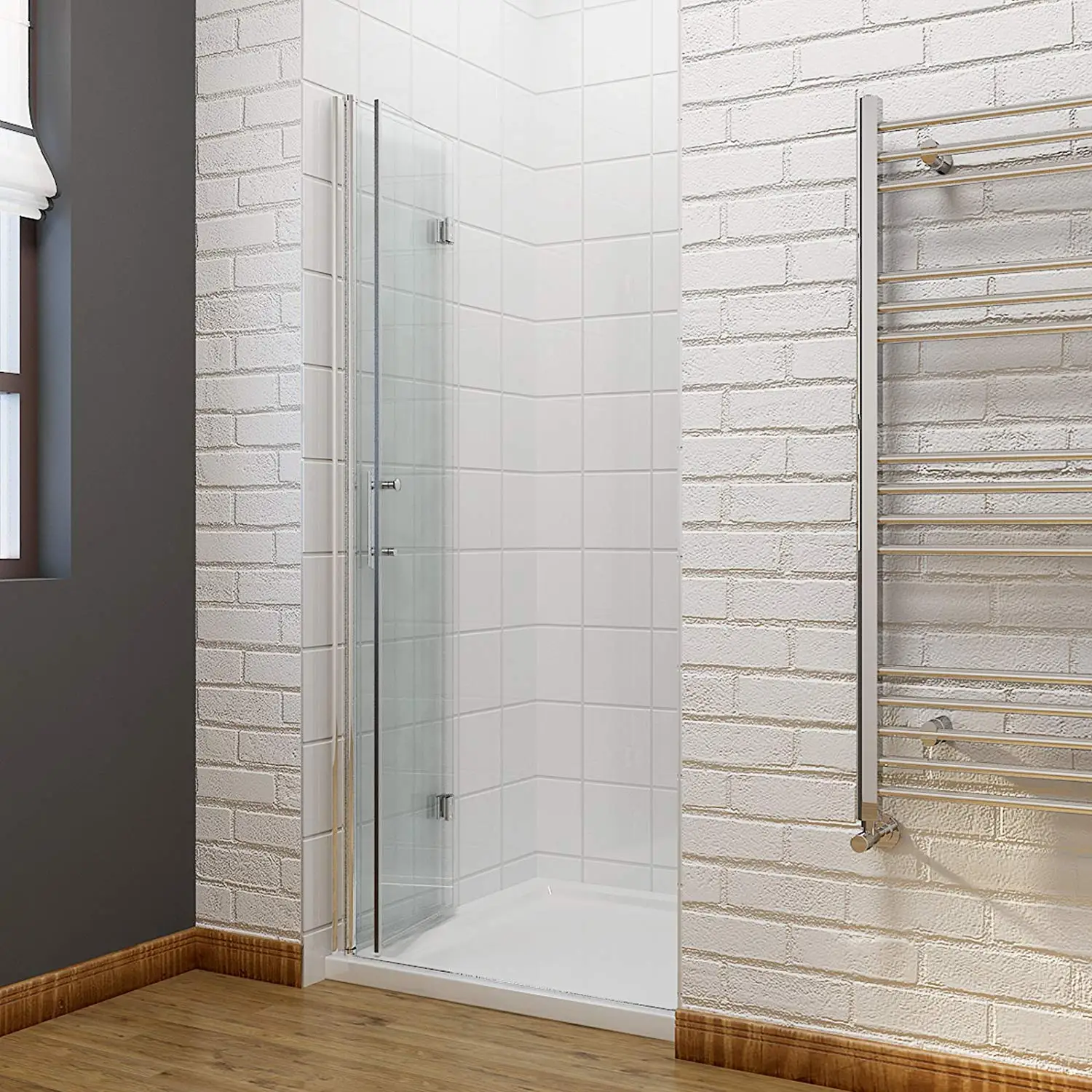 Sally Frameless clear tempered glass Bi-fold shower door shower enclosure