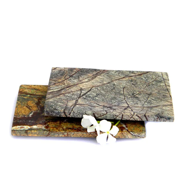 Natural Brown Forest Marble Soap Dish Rectangular Shape Soap Bar Holder Indian Hand Made Handicraft Custom Bathroom Ring Dish