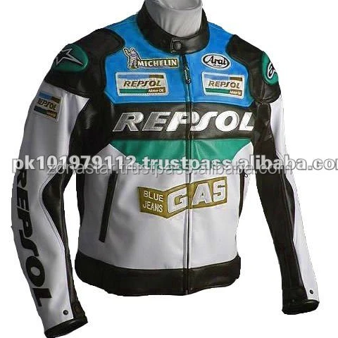 Racing Motorbike Textile Leather Jacket   Men Motorcycle Leather Repsol Motorbike New Design Customize Summer racing jacket