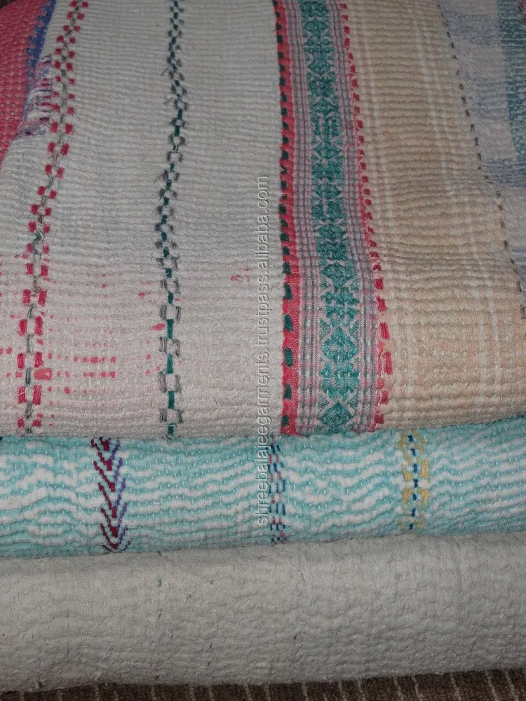 Indian Heavy Kantha Quilts Vintage Handmade Throw Bedding Bedspread Coverlet