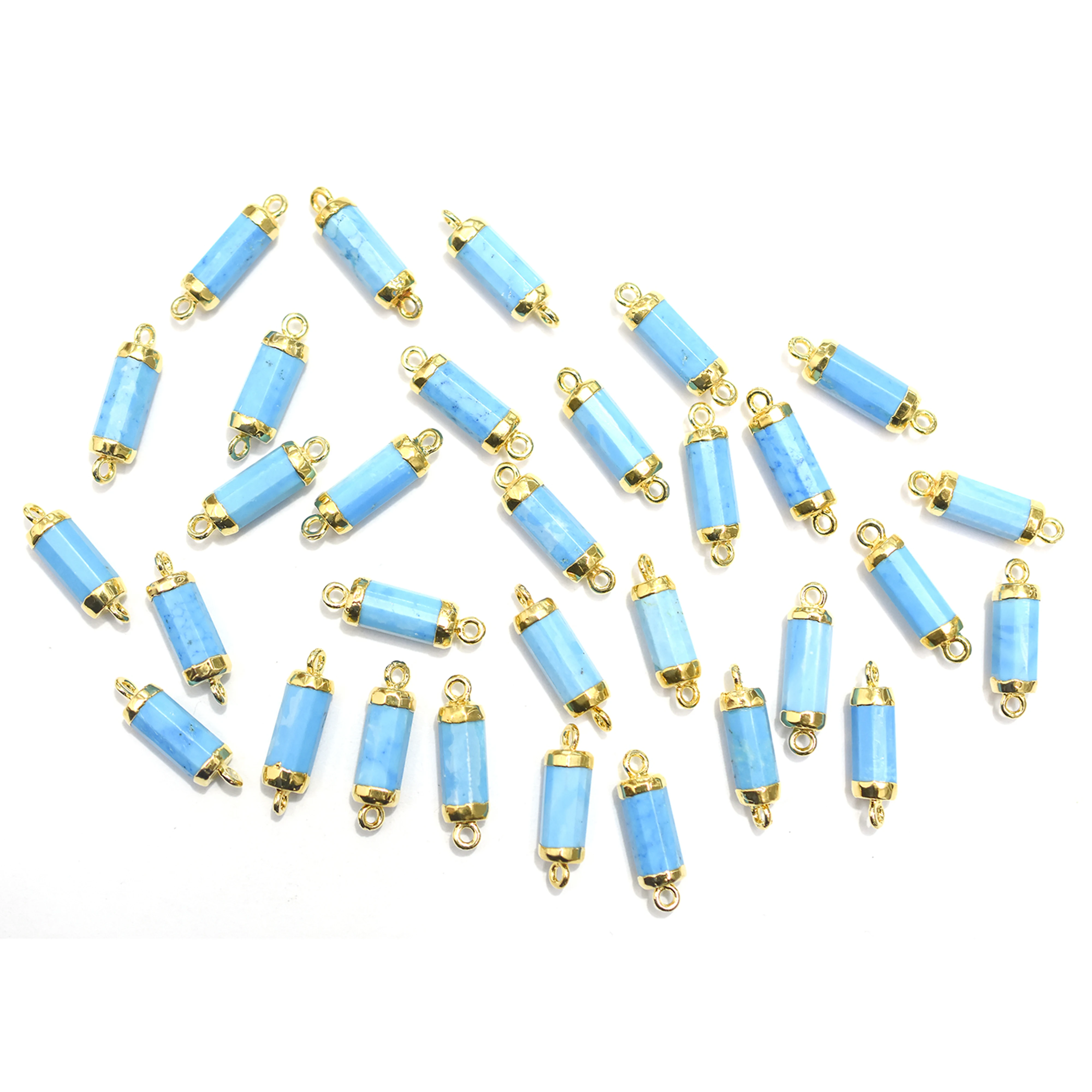 Howlite 18 To 20 MM With Bail Tube Shape Gold Plated Connector