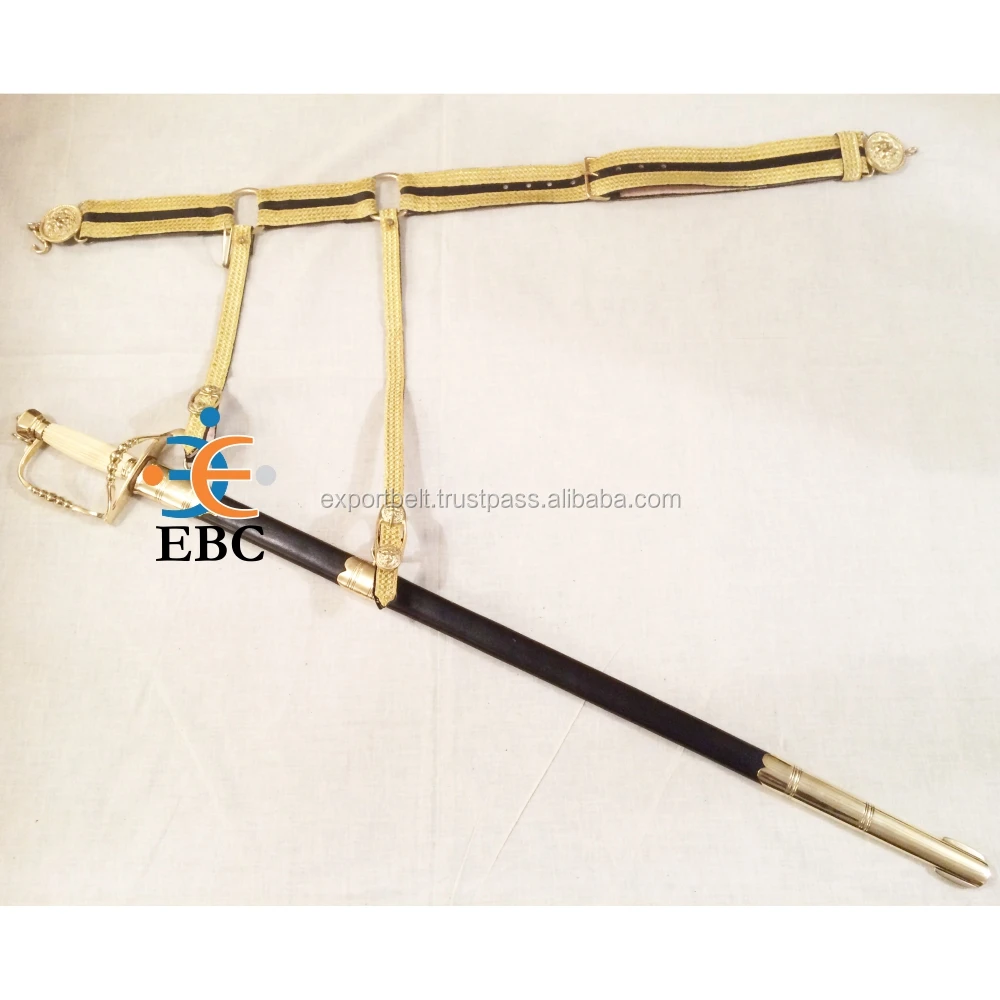 Vinyl PVC Ceremonial Belt Slings Customized Sword Belt & Sword Slings Gloss PVC Officers Pattern Ceremonial Sword Under Belt