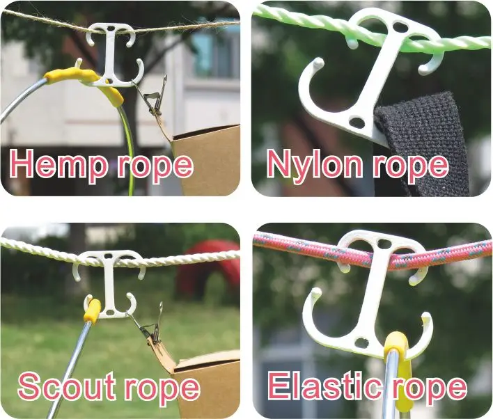 Hassle free to hanging up any things , All kinds of rope can use with Magic Hook and very  stable. camping hook outdoor product