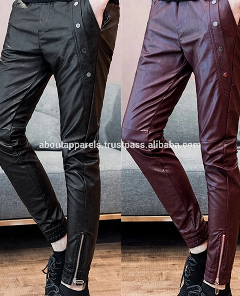 New suppliers wholesale custom made men Sheepskin & lambskin Leather pants baggy leather