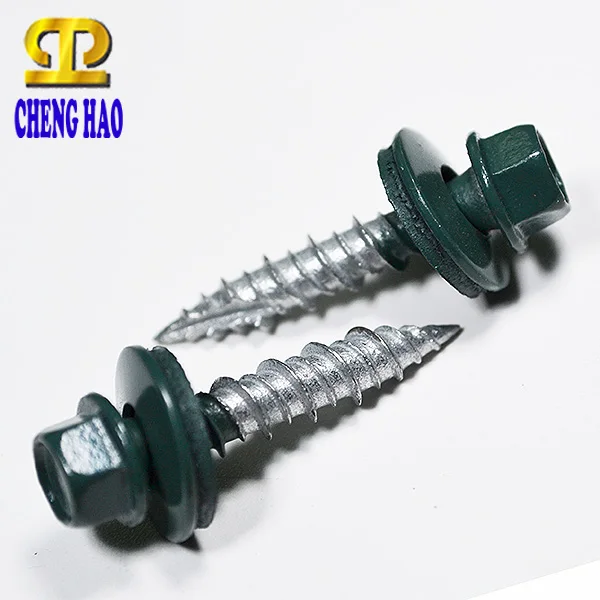 Taiwan Steel C1022 Color Head  Hex Flange With Rubber Washer Self Tapping EPDM ON RAL Roofing Screws