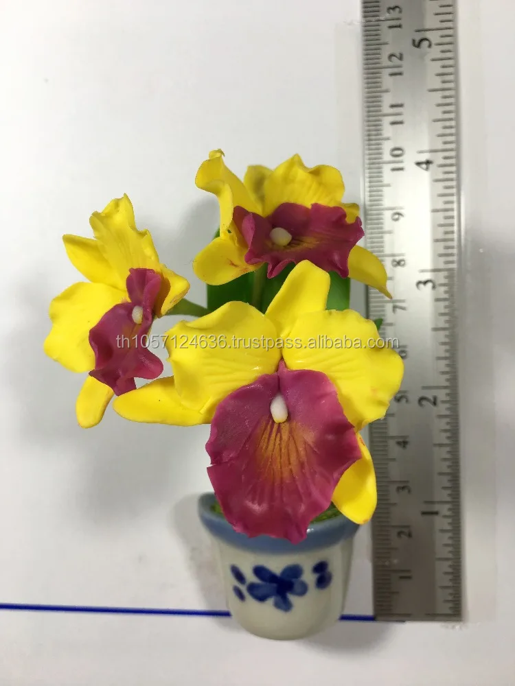 Refrigerator Fridge magnet  Decorative , gift Mini  Flowers in pot handcraft Thailand