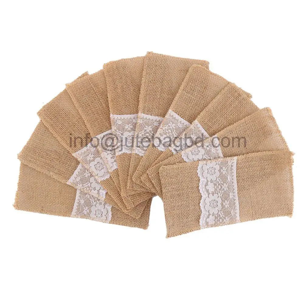 Джутовые столовые приборы Hessian, карманные ножи, вилки, мешочек