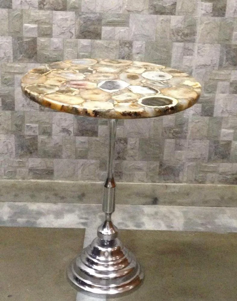 AGATE COFFEE TABLE / AGATE TABLE / METAL TABLE